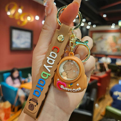 Cartoon Capybara Luminous Schoolbag Night Light Keychain Creative Cute Capybara Keychain Small Gift