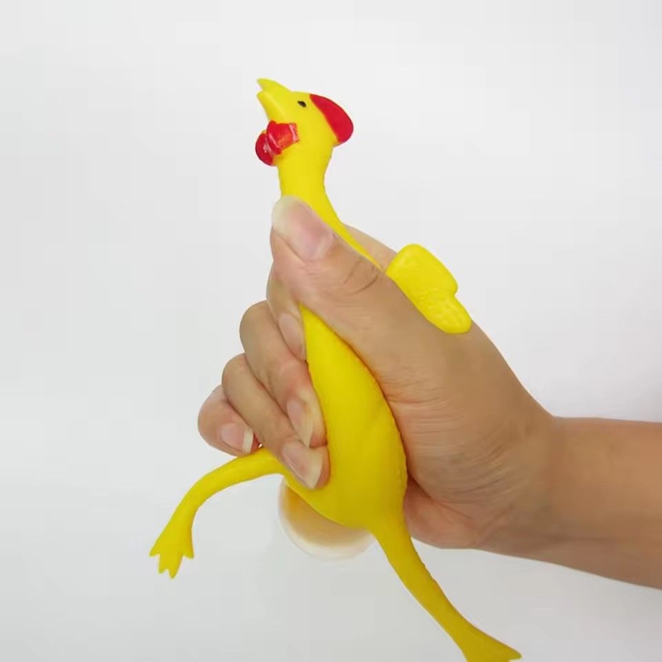 1pc Funny Squeeze Chicken Laying Egg Keychain Anti-Stress Tricky Toys Gag Children's Gift