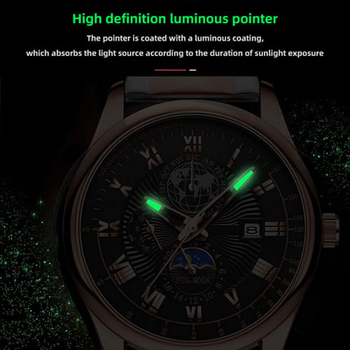 New Arrivals 2025 Men Watches Fashion Top Luxury Luminous Calendar Men's Sport Watch Quartz Male Wristwatch Moon Phase Leather Strap Wrist Watch Date Watches Man clock