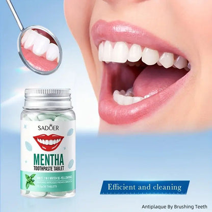 Peppermint Toothpaste Tablets, Solid Toothpaste Granules, Chewable Mouthwash Granules, Fresh Breath - Deep Cleansing - Portable for Travel, Suitable for Men And Women