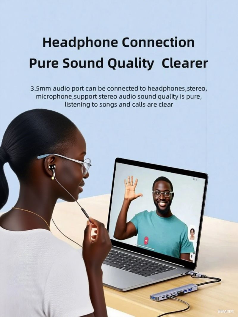 USB C Hub 8 In 1 Type C To Adapter SD/TF Card Reader PD Fast Charge 3.5 Audio Thunderbolt 3 USB Dock For MacBook Pro 8-in-1