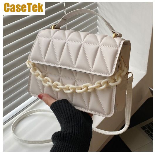 New Arrival Casetek fashion big discount Simple and retro small square handbag with chain, single shoulder crossbody bag with diamond pattern