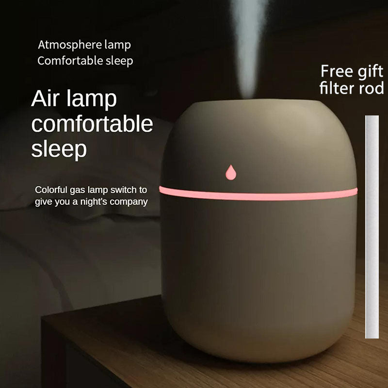 Portable Water Drop Humidifier USB Desktop Indoor Air Atomization Humidifier Household Mute Large Spray Humidifier 220ML Diffuser LED Lamp Diffuser Car Purifier LED Night Light