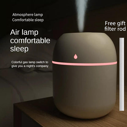 Portable Water Drop Humidifier USB Desktop Indoor Air Atomization Humidifier Household Mute Large Spray Humidifier 220ML Diffuser LED Lamp Diffuser Car Purifier LED Night Light