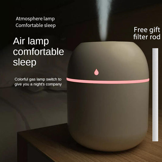 Portable Water Drop Humidifier USB Desktop Indoor Air Atomization Humidifier Household Mute Large Spray Humidifier 220ML Diffuser LED Lamp Diffuser Car Purifier LED Night Light