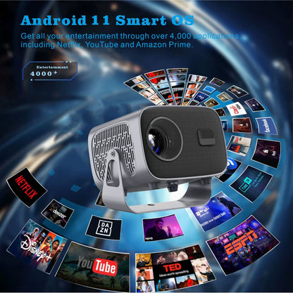 The best-selling model in 2025,1080P 4K Portable WiFi 6 BT V5.0 Projector Home Theater Smart Projector Auto Keystone Movie Projector for OS Android TV stick