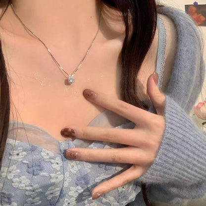 Cubic Zircon Necklace Cold Style Niche Light Luxury Simple Versatile And Temperament Clavicle Chain Short Fashionable Clavicle Chain