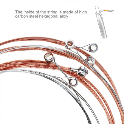 6 PCS Guitar Strings Acoustic Guitar Strings Steel Core Rust Proof String with Coated Phosphor Copper For High Moderate Hardness