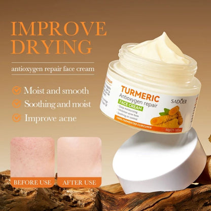 5 IN 1 SADOER Turmeric Face Serum + Cream + 3 Pcs Salicylic Acid Sheet Masks Skin Care for Shower, Smoothing and Cleanses Skin Face Wash Facial Sheet Mask, Face Wash Oily Skin for Face and Body