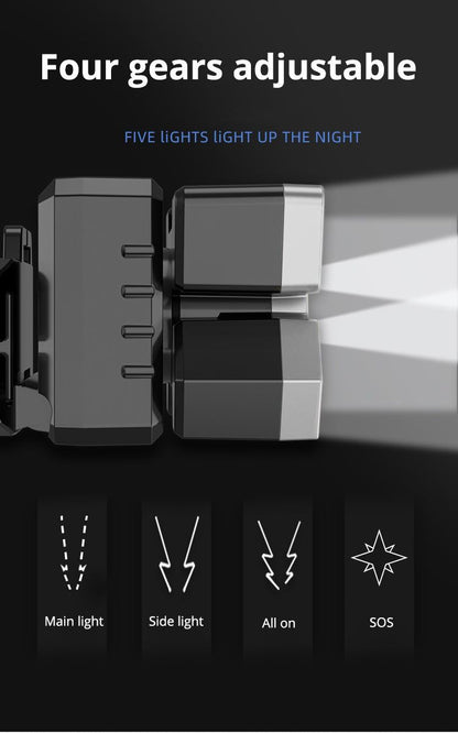 5 LED Strong Light Headlight USB Charging Waterproof Flashlight Multi-speed Adjustment Headlamp Suitable For Long Shot Outdoor Camping Hiking Fishing Hunting Mining Lamp Fishing Lanterns & Lights