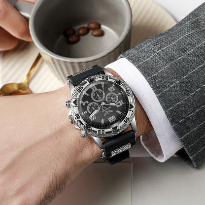 Fashion New Men's Silicone Tape Watch Blue Light Glass Men's Watch Hot Selling Quartz Watch Sports Large Dial Temperament Watch