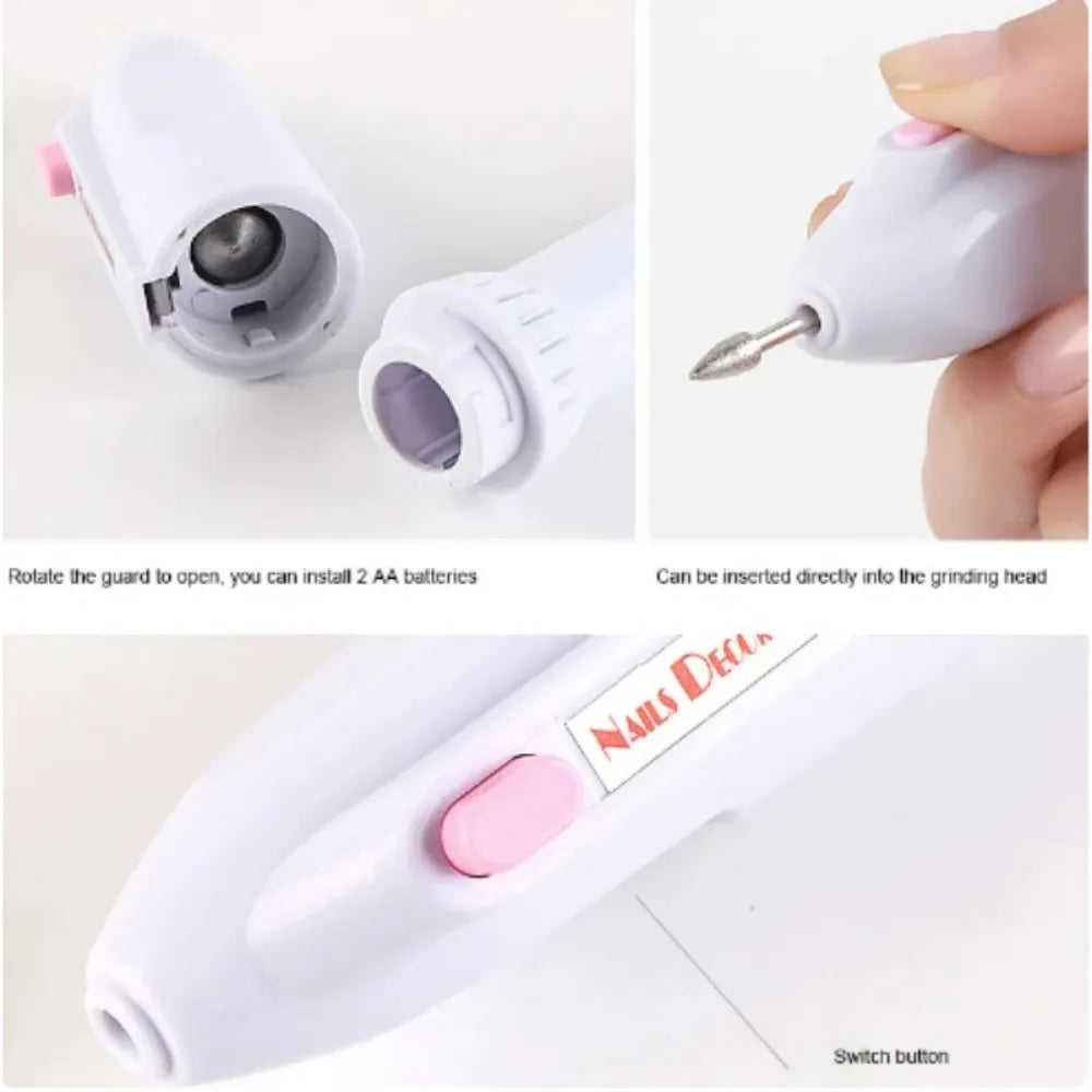 Electric Nail Drill Kit Manicure 5 Drills Grinding Burnishing Machine Nail art Manicure Pedicure Kit,Electric Nail Portable Mini Nail Grinding Tool with 5 Drills Personal Care