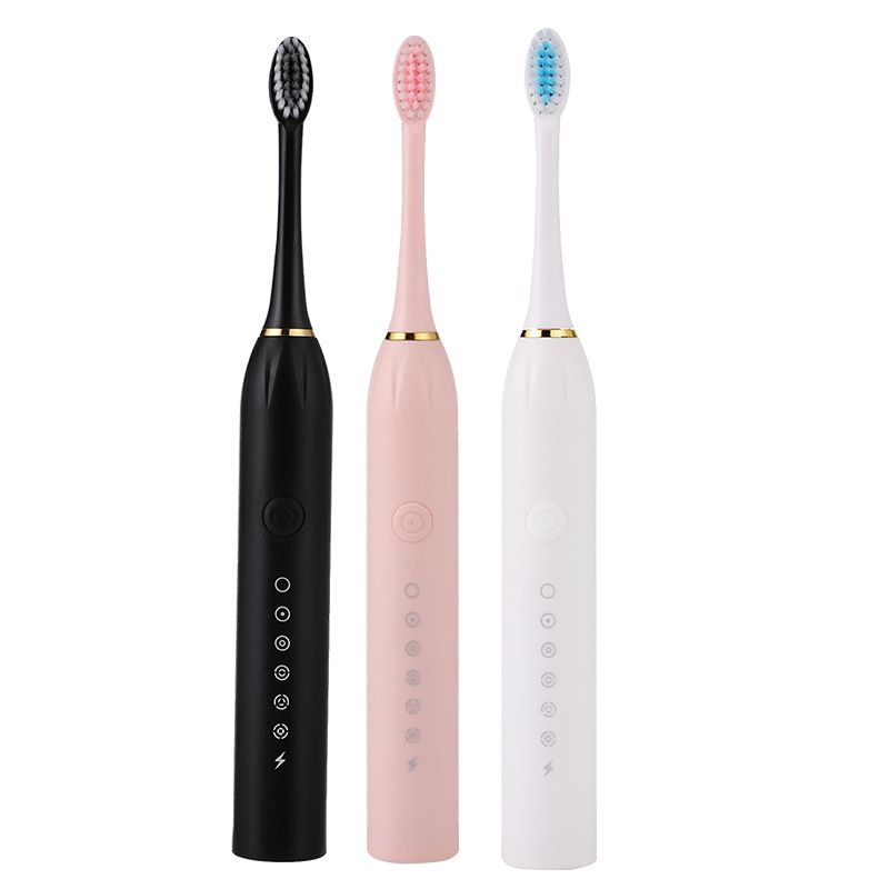 Ultrasonic Electric Toothbrush Rechargeable USB Waterproof Sonic Automatic Tooth Brush with 6 Modes 4 Brush Heads