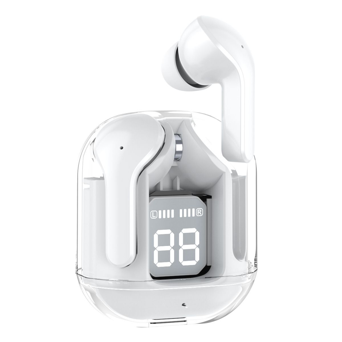 RichRipple Air31 Plus+ Bluetooth Earphone Transparent Fashion Shell in-Ear Earpods LED Digital Display Long Life Portable With Translucent Charging Case Bluetooth 5.3