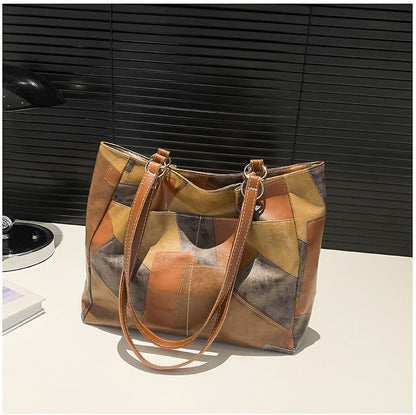 New Arrivals PU splicing Women's Bags Tote Bags handbags Trendy Shoulder Bag