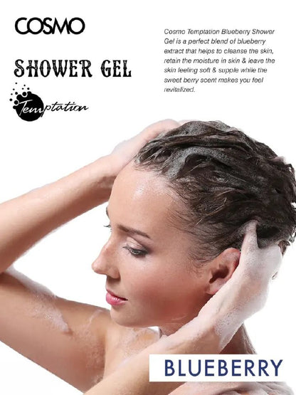 Cosmo Blueberry Temptation Shower Gel With Sweet Berry Scent 1000 ML Bath & Shower Body Care e Moisture In Skin and Leave The Skin Feeling Soft and Supple