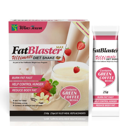 Wins Town Fat blaster Diet Shake , Weight Loss Slimming Meal Replacement with green coffee, Strawberry Flavor
