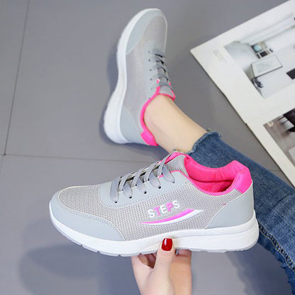 New arrival Women's casual sports gray shoes Ladies round toe mesh shoes Students fashion sneakers running shoes girls breathable gym shoes comfortable walking grey shoes