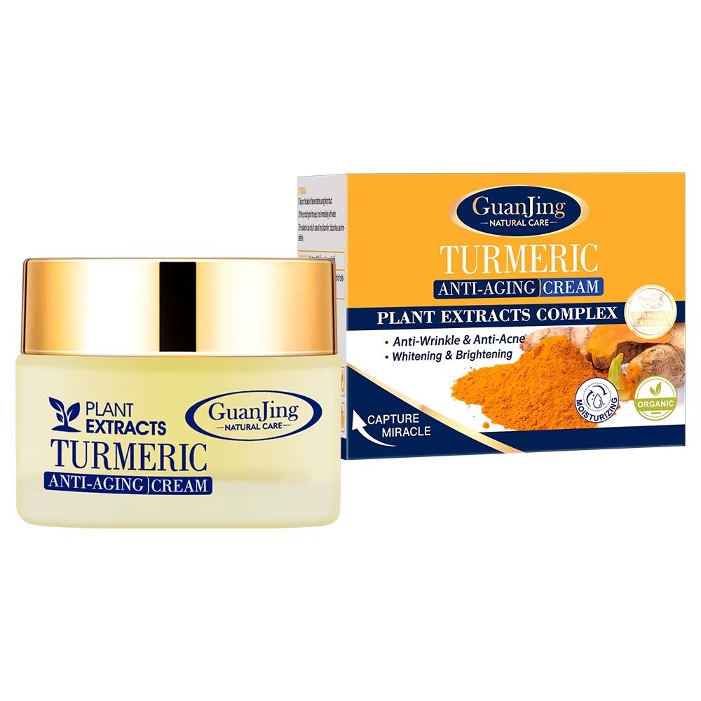 Turmeric Cream Guanjing Anti‑Aging Moisturizing Brightening Face Cream 50 ml – Dark Spots, Acne Scar Repair, Pore Minimizer & Natural Glow Turmeric Herbal Extract