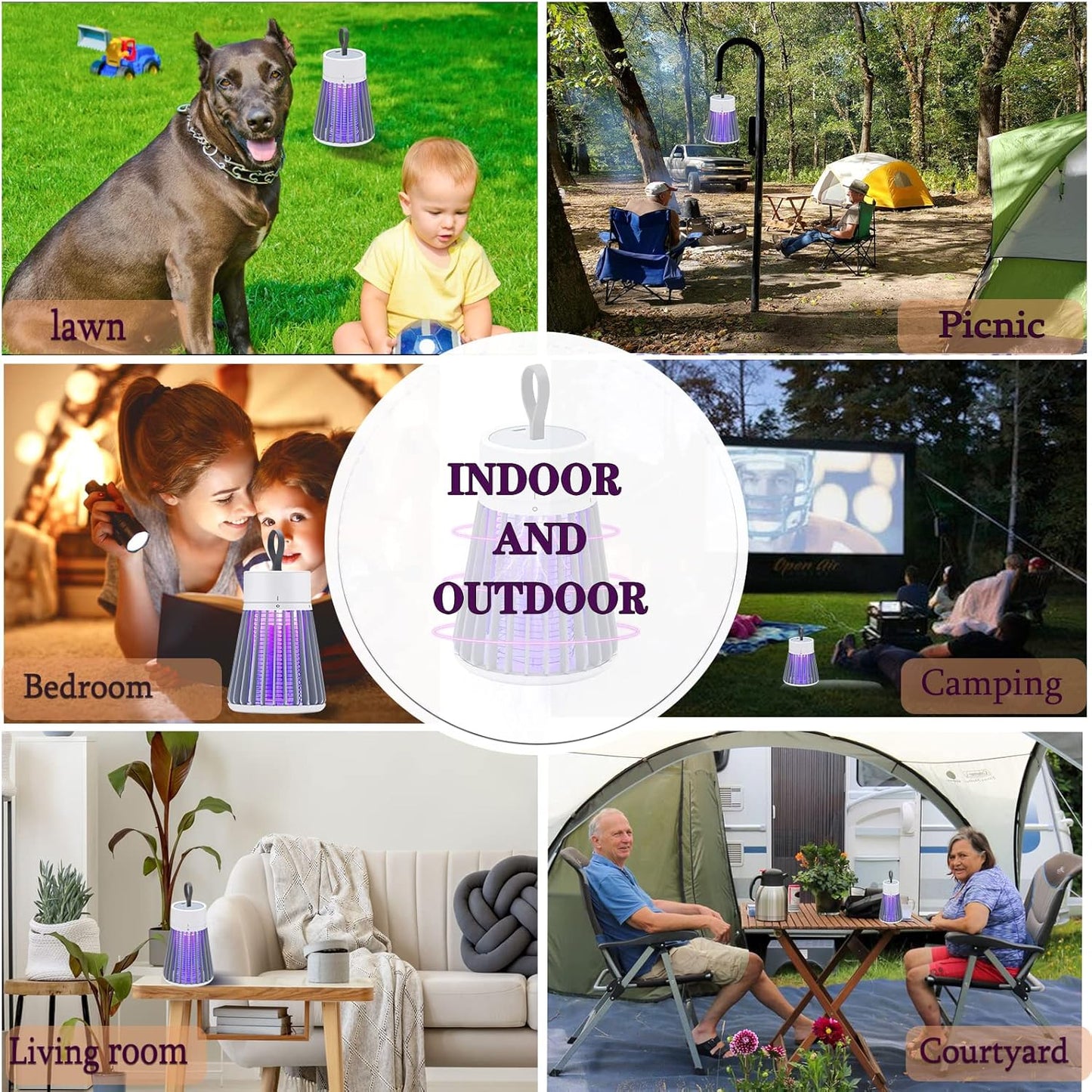 Bug Zapper Outdoor,Electric Mosquito Zapper Portable Camp Mosquito Killer,Rechargeable Indoor Fly Zapper,Electric Fly Zapper,Fly Traps,Flying Insects Zapper Indoor Outdoor