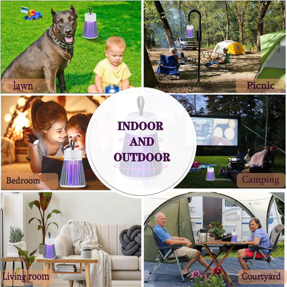 Bug Zapper Outdoor,Electric Mosquito Zapper Portable Camp Mosquito Killer,Rechargeable Indoor Fly Zapper,Electric Fly Zapper,Fly Traps,Flying Insects Zapper Indoor Outdoor