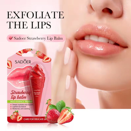 Strawberry Lip Balm Moisturizing Anti Chap Lipstick Hydrating Repair Nourishing Ice Cream Shape Lips Skin Care - Sadoer