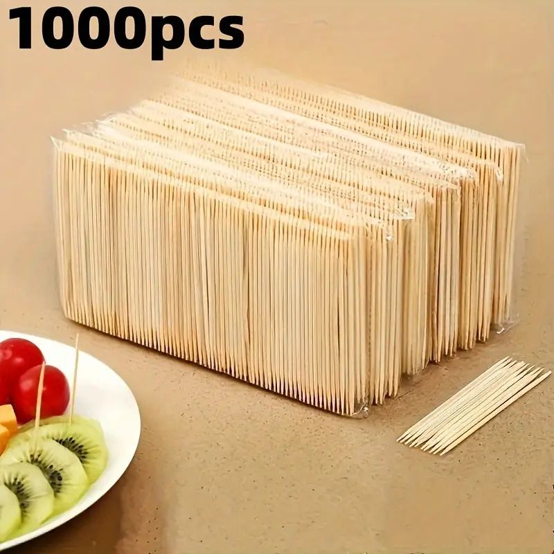 1000PCS Disposable Double Headed Toothpicks Natural Bamboo Floss Home Kitchen Restaurant Hotel Portable Teeth Cleaning Tool