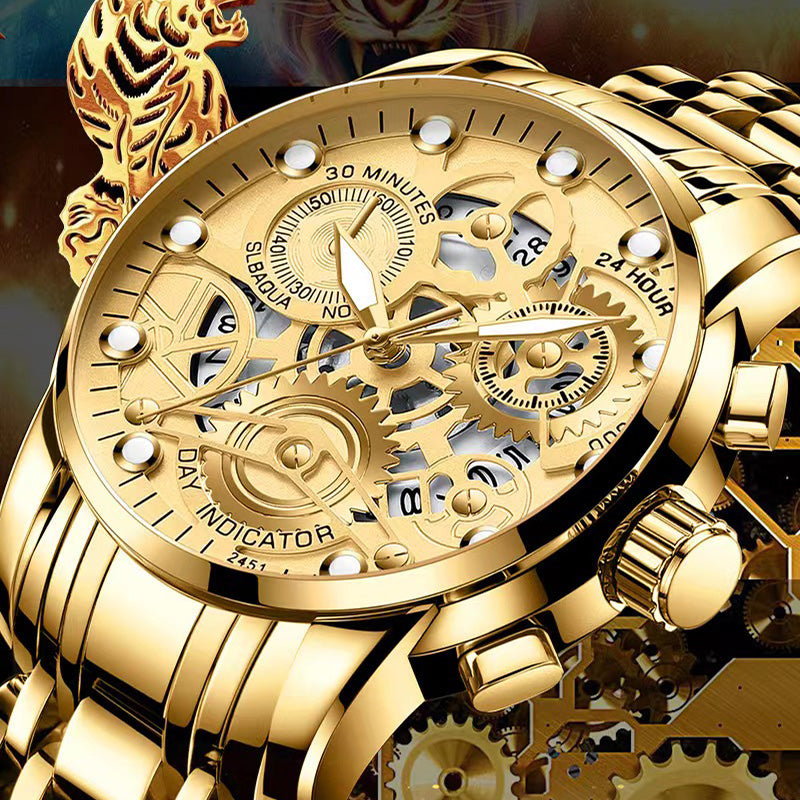 Men Watches Quartz Luxury Hollow Out Watch Top Brand Fashion Sport Business Calendar Wristwatch