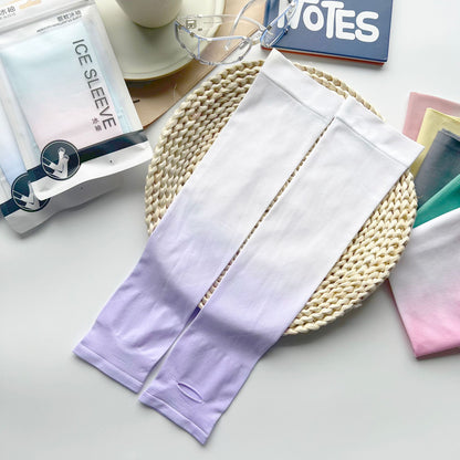 2 pairs Gradient Ice sleeves for summer sun protection, ice silk for UV protection, men's and women's fashion, outdoor driving and cycling sports Two pairs in one combination
