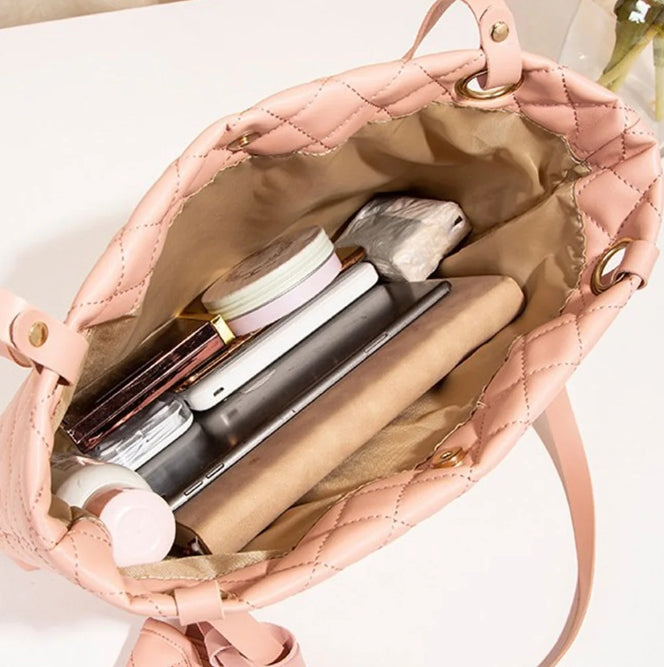 Ladies 2 in 1 PU Leather Wallet&Totes Bag Two-Piece Set Women Satchel Hobo Set New Large Luxury Female Shoulder Tote Bags