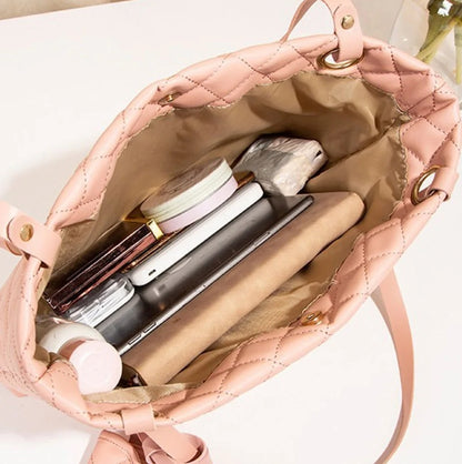 Ladies 2 in 1 PU Leather Wallet&Totes Bag Two-Piece Set Women Satchel Hobo Set New Large Luxury Female Shoulder Tote Bags