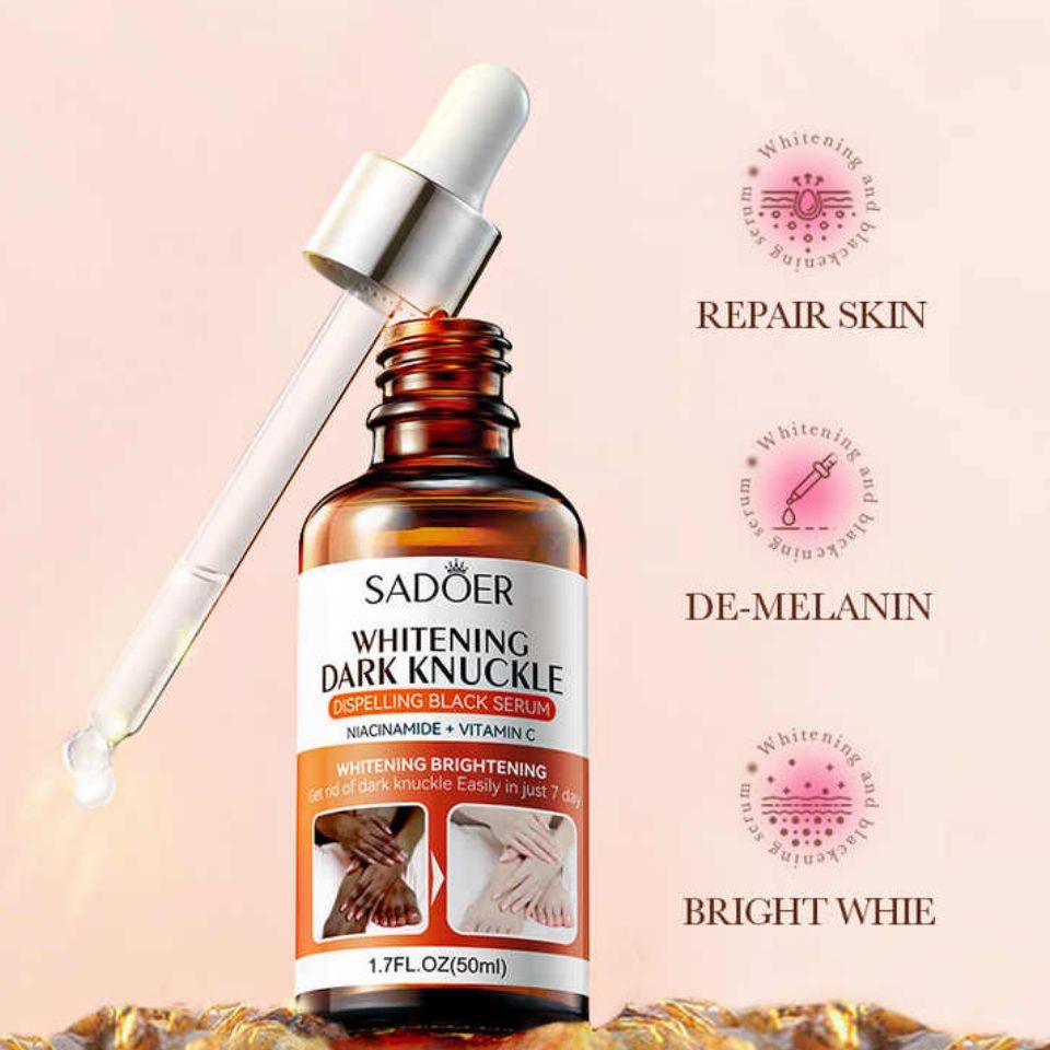 SADOER Dark Knuckles Whitening Brightening Serum Elbows,Knees, Fingers Hand Whitener Fingers Brighten Moisturize Black Dark Skin Spot Lighten Stains Remover Essence Products