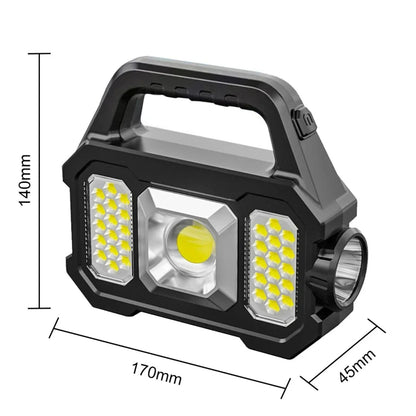 Solar Rechargeable Flashlight Zoomable Waterproof COB LED Torch Brightly Light Portable Powerful Lantern for Camping