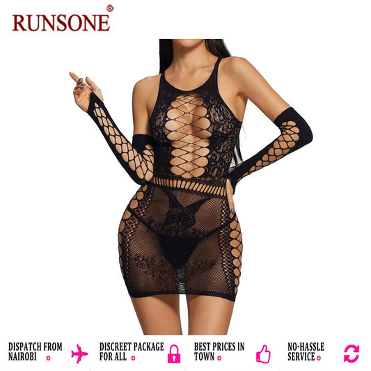 Women Fishnet Bodystocking Sexy Lingerie Stretch Open Front Bodysuit Nightclub Sleeves Clothing Dresses Sleepwear Nightwear for Sex