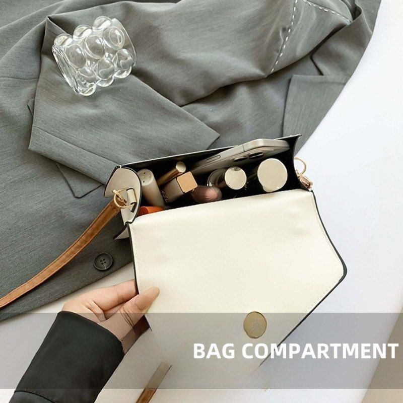 Mateamoda Elegant Two-Tone Structured Handbag with Buckle Detail Crossbody Bag