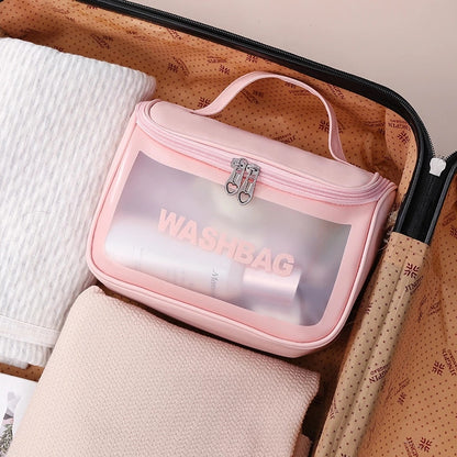 New arrival 1p PU Woman Toiletry Bag Transparent Waterproof Makeup Storage Box Large Capacity Cosmetic Bag Portable Travel Wash Storage Bag