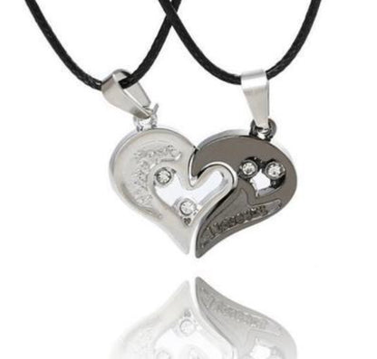 2 Pieces/Set Couple Heart Crystal Necklaces love necklace,lover necklace