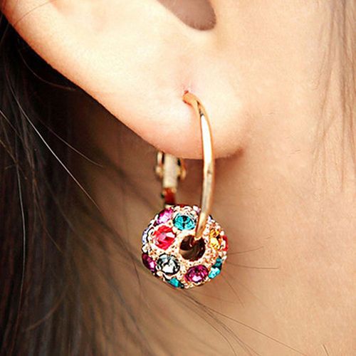 Chinese Style Creative Crystal Diamond Ball Earrings, Colorful Diamond Small Earrings, Lucky Ball Earrings, Transport Bead Earrings, Colorful Earrings, Wholesale