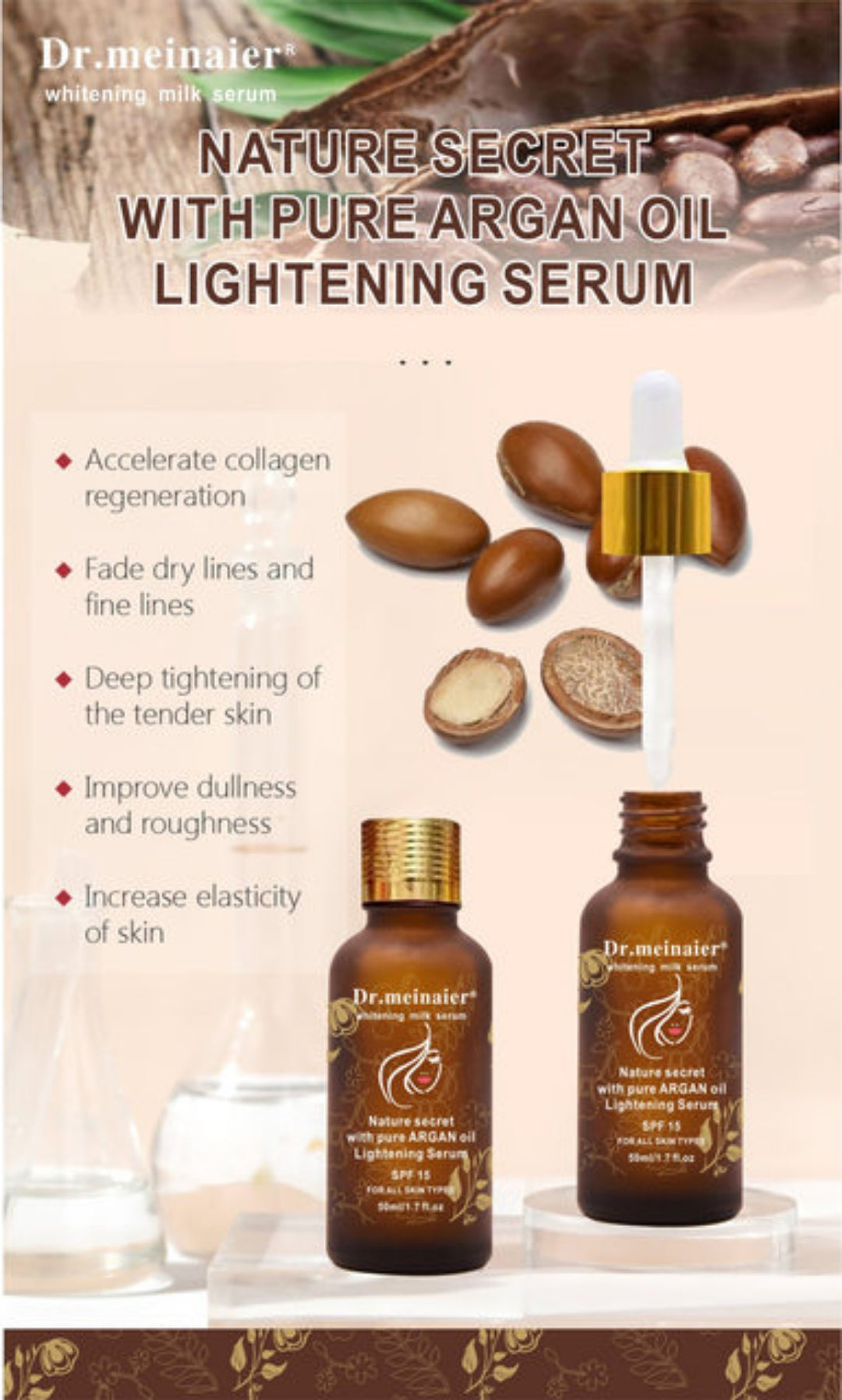 DR MEINAIER Whitening Milk Serum with Pure Argan Oil SPF 15 Anti-aging Fade Spots