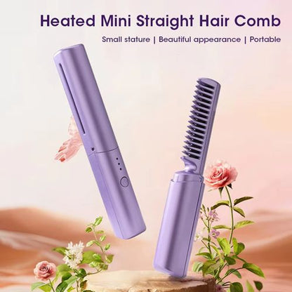 Electric Hot Hair Straighteners USB Charge Hot Comb And Straightening Brush Heating Straight Curly Negative Ion Hot Straightener Hair Styling Tools Hair Beauty Portable Straight Hair Comb Intelligent