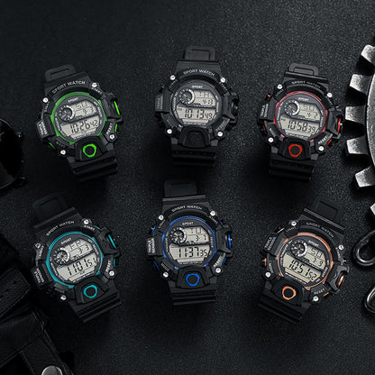 New stylish and minimalist adult men's outdoor electronic watch with large dial, multifunctional night light alarm, sports watch