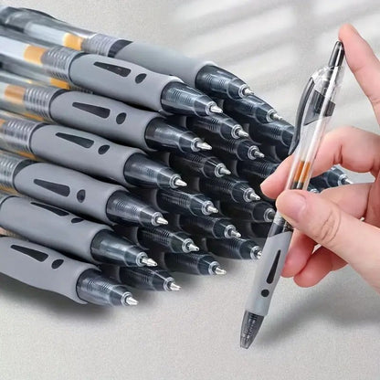 12Pcs/Box Retractable Gel Ink Roller Ball Pens, Bold Point Black Exam Specific For School, Office And Home Use，0.5mm Black Neutral Gel Pens,