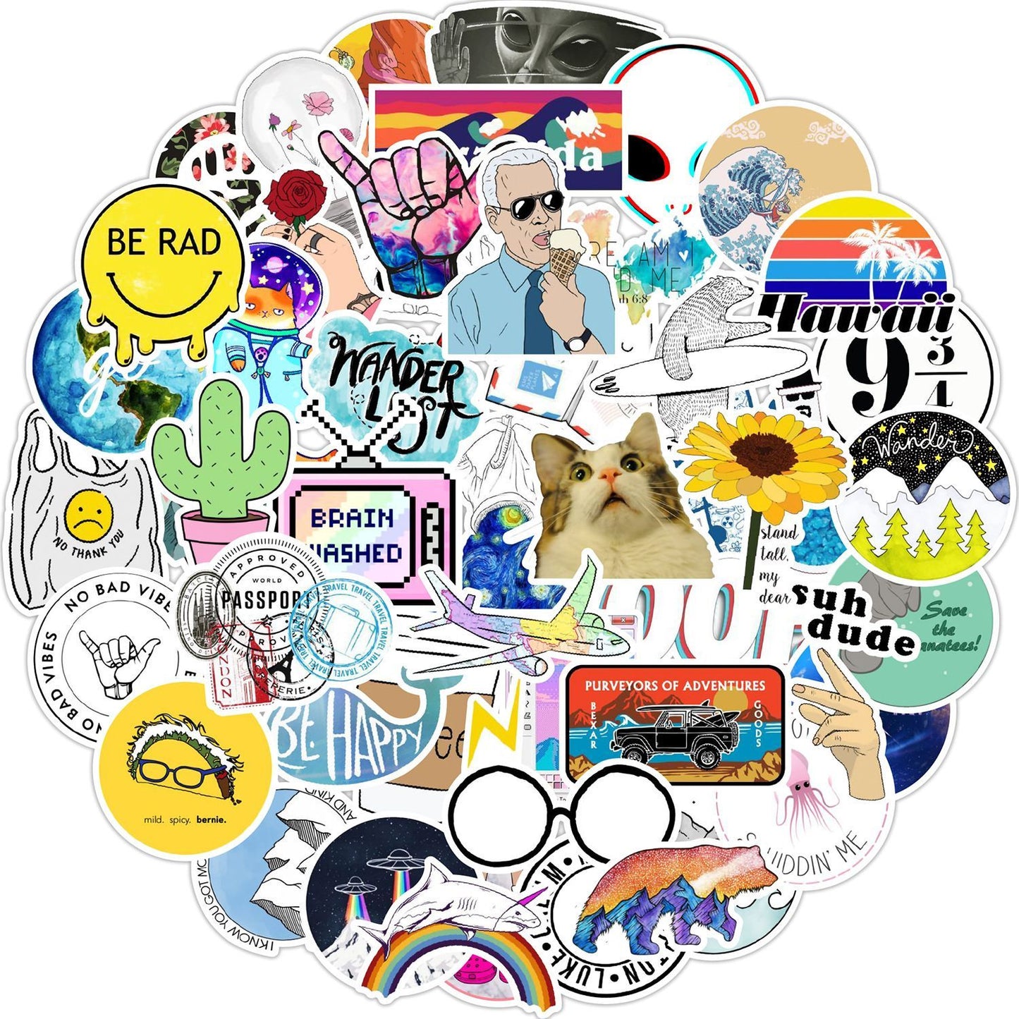 ZHJH Stickers in multiple styles trendy styles selected by fans student stickers luggage notebook tea cup cat big red bright and bright styles