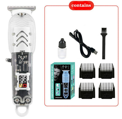 New Transparent Hair Clipper Power Display Electric Hair Clippers Men's Electric Shaver Trimmer