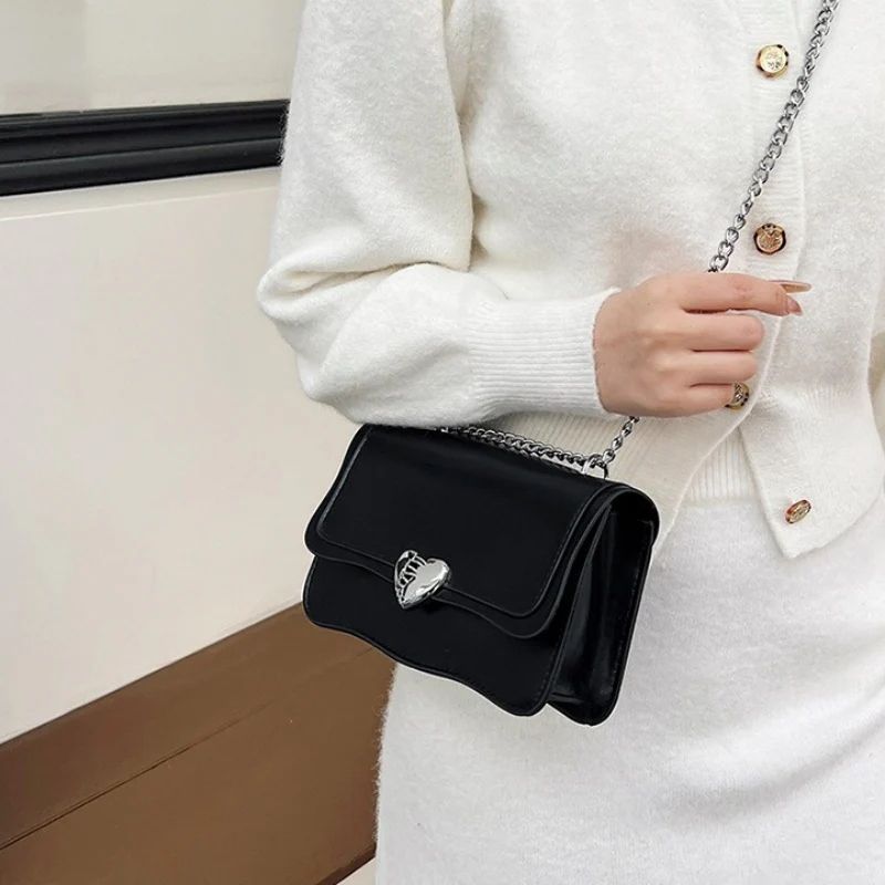 Mateamoda Elegant Quilted Sling Bag with Silver Chain Strap Crossbody Bag