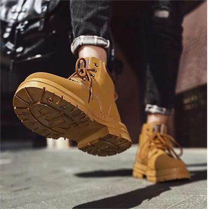 Men's Front Lace-Up Non-Slip Doc Martens High Tops British Style Casual Retro Platform Work Shoes