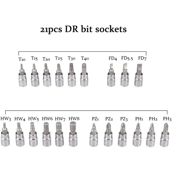 46pcs Socket Wrench Set Ratchet Spanner Batch Head Pawl Socket Screwdriver Multi-functional Car Repair Tool Professional Mechanical Workshop Tools Kit Motorcycle