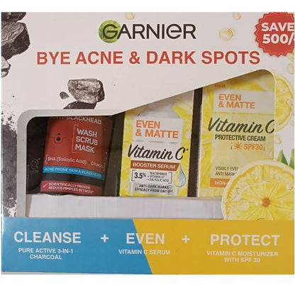 【Discounted】Garnier Bye Acne & Dark Spots Skin Care Kit.