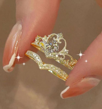 2-piece ring set Open Ring Crown Ring I am the Queen's Ring Unique personality Women's Rings Can be worn on any finger