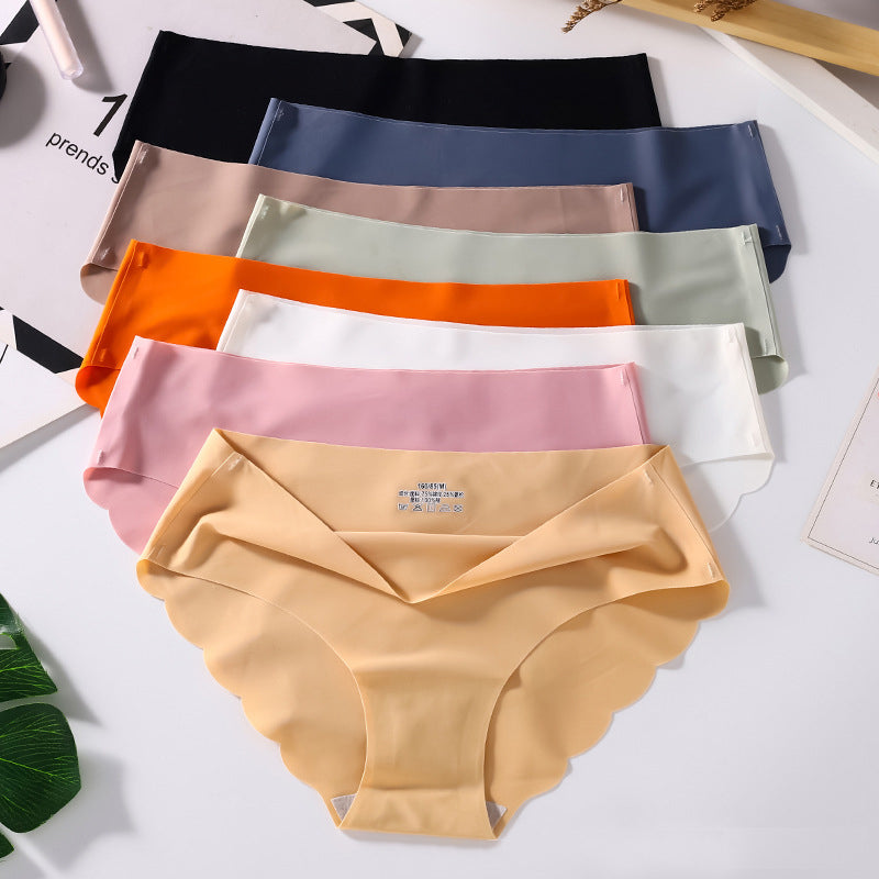 8PC colors random women's seamless ice silk panties soft thin light briefs ladies cotton crotch lingerie comfy invisible briefs girls quick drying underwear